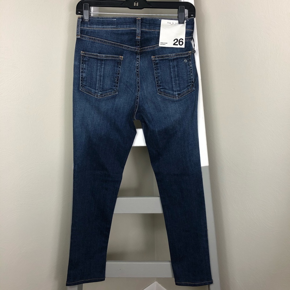 RAG & BONE High Rise Skinny in Elton Dark Wash 26 - Picture 4 of 10